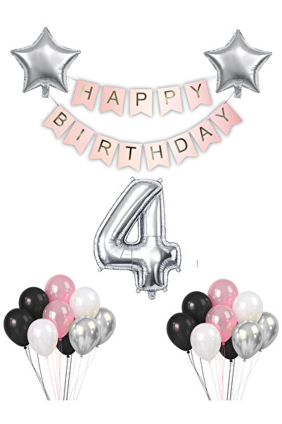HAPPYLOOPPARTY Set de baloane pentru ziua de naștere de 4 ani, 20 de baloane,...