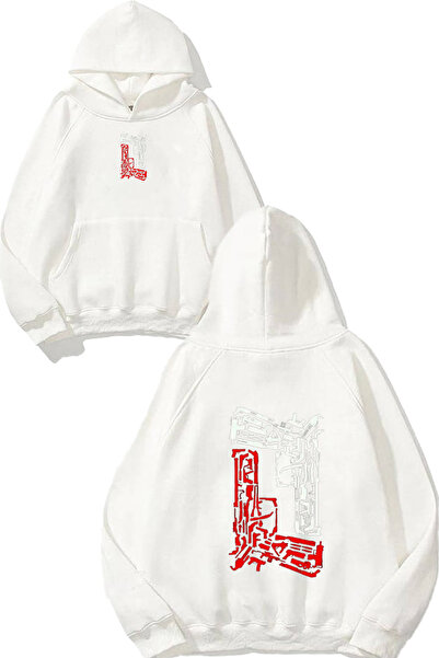 urbvn سويت شيرت أبيض كبير الحجم بطبعة تصميم توينز جن