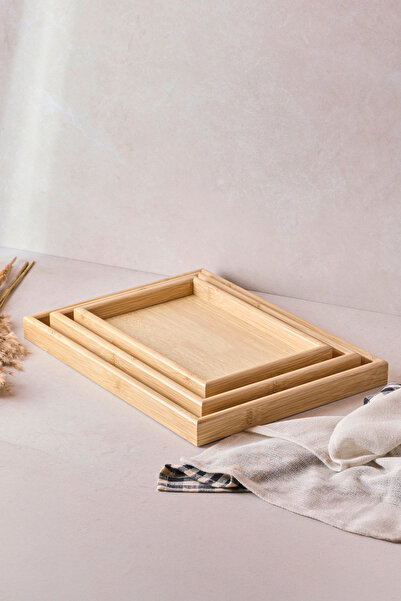 Perotti Toronto Bamboo 3-Piece Wooden Tray 30*35*40 cm