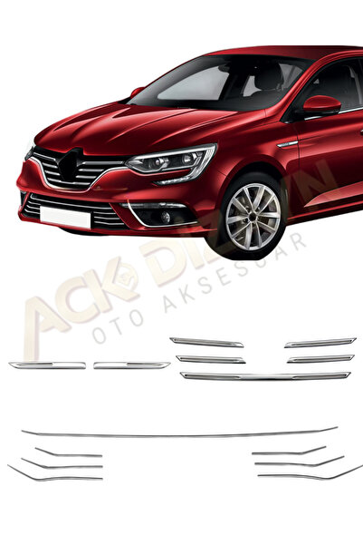 ACK Dizayn RENAULT MEGANE 4 2016-2020 KROM ÖN SET (PANJUR ÇITALARI-TAMPON ÇIT...