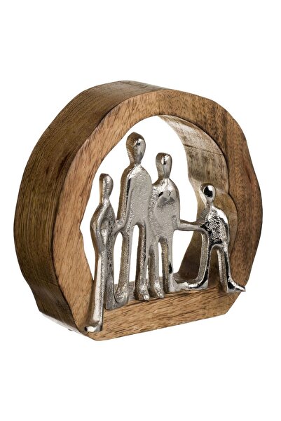 OEM Wood and Metal Decoration, Artistic Family, dimensions 19.5x5x18cm