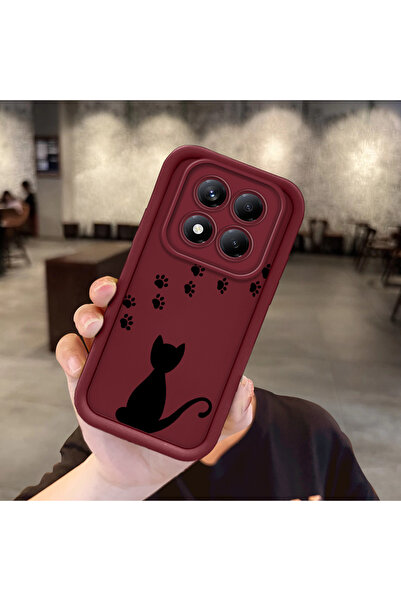 Hontinga Shockproof Simple Claret Red Silicone Phone Case Cat Compatible with...