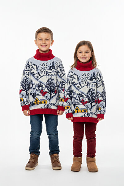 Pulltonic Дівчача/хлопчача кофта з коміром-стійкою та візерунком у вигляді ри...