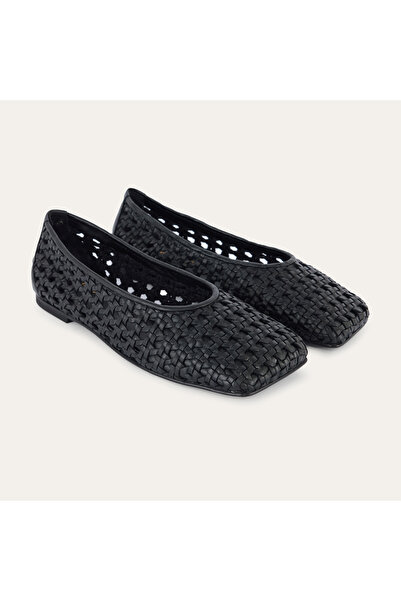 Mudo Genuine Leather Knitted Ballet Flats