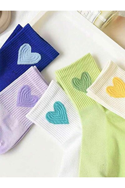 Lin Collection Economical Pack of 5 Heart Patterned Tennis Socks Set
