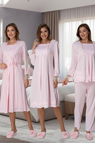 Lohusa Homewear Women's Pink Stylish Long Sleeve Maternity Dressing Gown with...