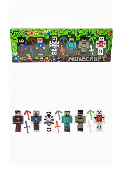 Tıfıl Toys Supermanlı Minecraft 6 Karakter 6 Aksesuar 12 Parça Çocuk Figür Oy...