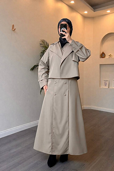 Esre Store 4570 - Bondit Fabric Double Hijab Set Beige