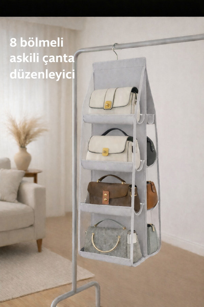 Lumtex Home Textile 8 Cepli Dolap Içi Çanta Ve Ayakkabı Düzenleyici Gri 110X37