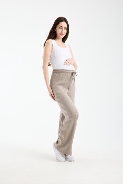 Işşıl 10878-Tie-Up Flexible Palazzo Knitwear Maternity Clothing Trousers