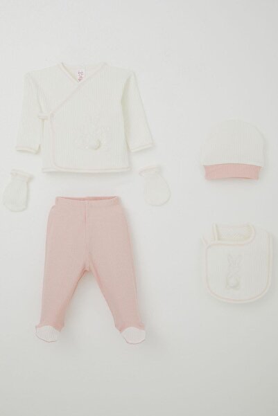 Breeze Baby Girl Hospital Release 5-Piece Pompom Bunny Embroidered 0-3 Months...