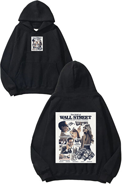 urbvn ستريت 1 سويت شيرت أسود كبير الحجم بطباعة تصميم ستريت 1