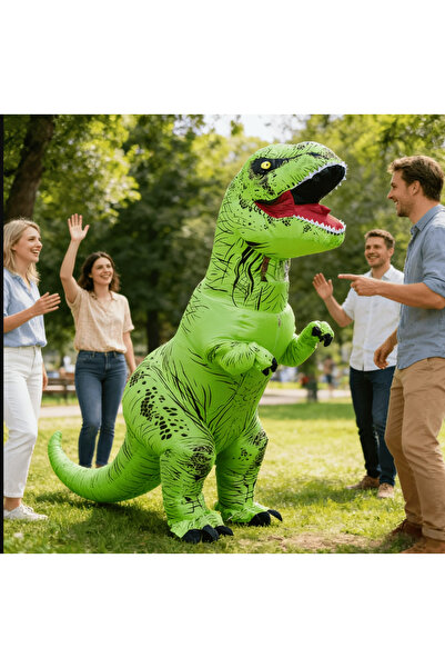 BABUN Eğlenceli Giyilebilir Şişme T-Rex Temalı Parti Doğum Günü Dinozor Kostü...