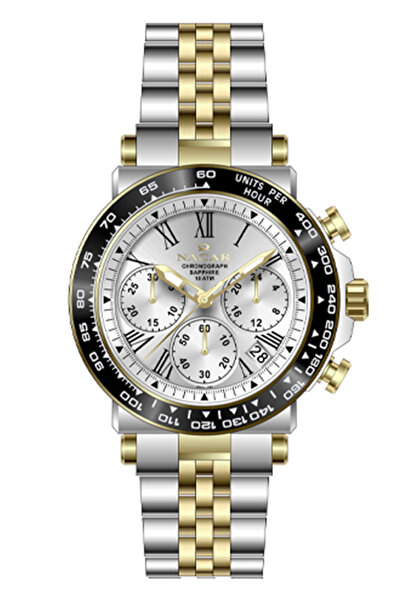 Nacar Sapphire Glass Sports Silver - Gold Men's Watch Nc34-29B843-Csbm