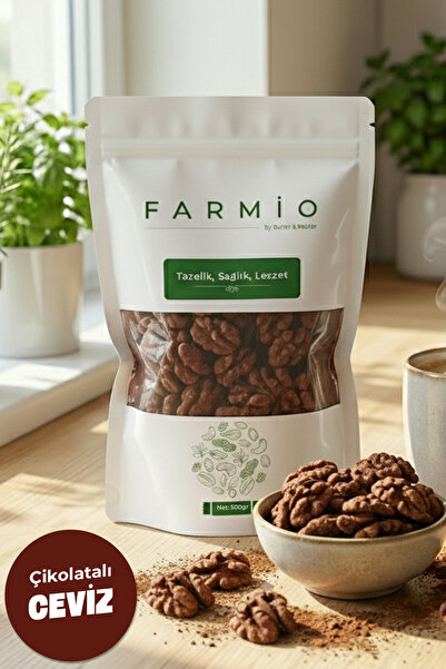 FARMİO Çikolata Kaplı Ceviz 500gr - Sütlü Çikolata Kaplı Kakaolu