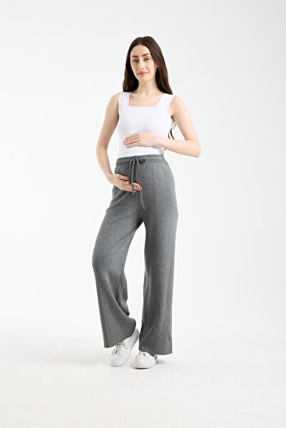 Işşıl 10878-Tie-Up Flexible Palazzo Knitwear Maternity Clothing Trousers