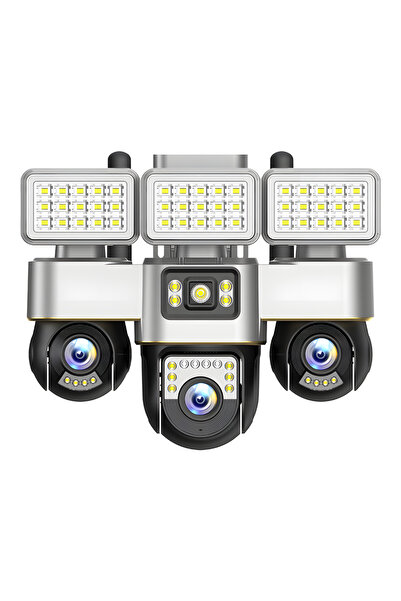 MaGeCa Camera de supraveghere tripla 4G cu proiector LED, Cartela SIM, 12MP F...