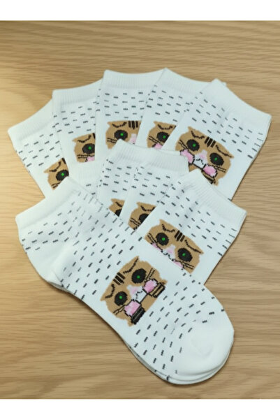 EfemİcGiyim Cute Cat Design Pin Dot Patterned Booties Socks 12-Piece Pack