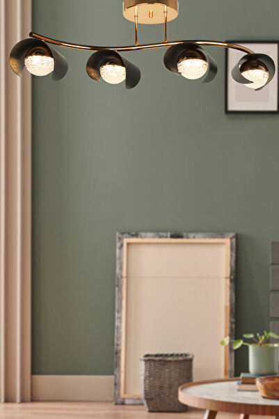 Begüsa Aleksa Ledli 4.Lü Avize Gold Kaplama