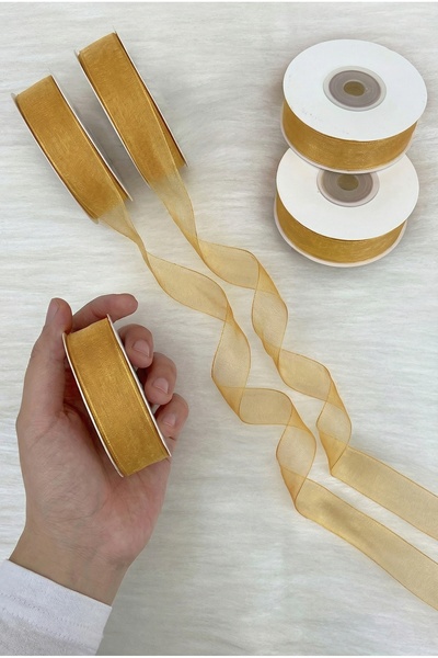 ZEYMERADE Panglică din tul organza maro deschis 2cm 22m, Pachet, Logodnă, Zes...