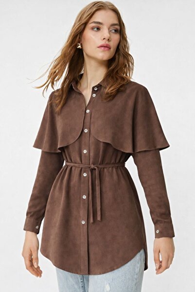 HAKKE Kadın Pelerin Detaylı Düğmeli Salaş TUNİK