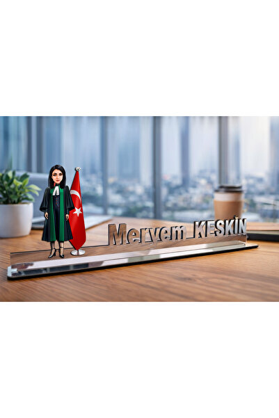 MK Sanart Kişiye Özel Karikatürlü Avukat Hakime Masa İsimliği - Kadın Hukukçu...