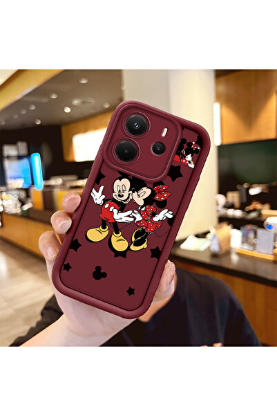 Hontinga Cartoon Shockproof Simple Maroon Silicone Phone Case Compatible with...