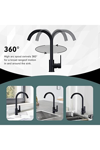 Generic Matte Black Kitchen Faucet, Single Lever Heavy-duty Taps Mixer