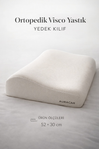 Auracar Ortopedik Visco Yastık Yedek Kılıfı | Nefes Alabilir, Dayanıklı, 52x3...