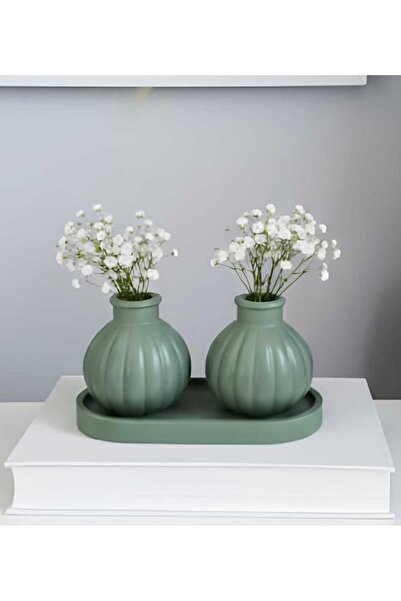 E.M.S AVM طقم فازو بامباس: فازو ممتلئ 2 قطعة وطبق زينة، طقم تحف زخرفية 3 قطع ...