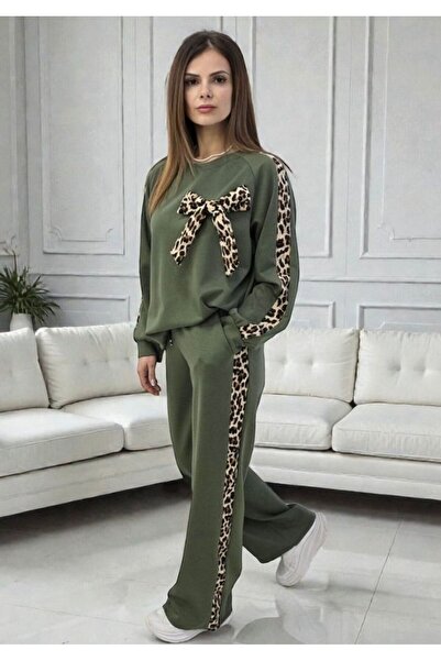 GLAMSI Casual outfit with animal-print inserts and bow