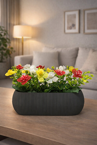 LABURN Ghiveci decorativ cu flori artificiale, aranjament floral colorat în g...