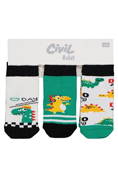 Civil Baby Dino 3'lü 6- Bebek Erkek Çorap Set - Standart 18 Ay