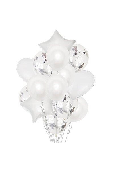 Avaleea Set de 14 baloane metalice și din latex, figurine stea și inimă