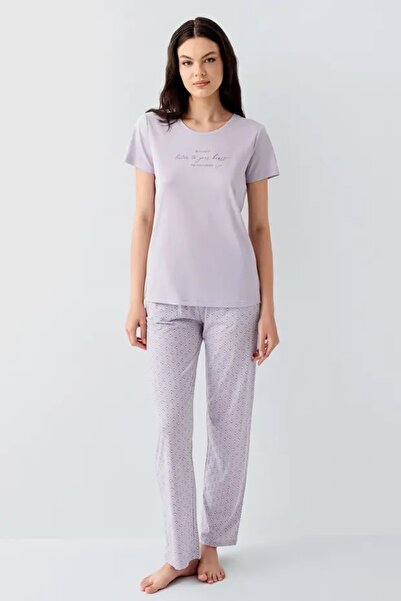 YUYİ Arnetta 50% Modal 50% Cotton Short Sleeved Women's Pajama Set 3350