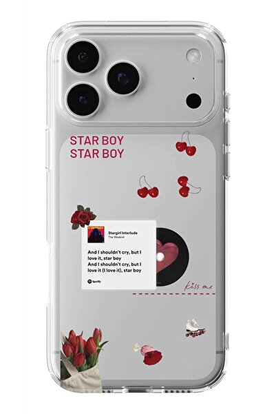 Multitronic حافظة شفافة مطبوعة بتصميم ستاربوي متوافقة مع آيفون 17 برو