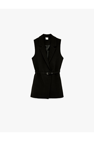 Koton Regular Fit Sleeveless Belted Double-Breasted Collar Vest