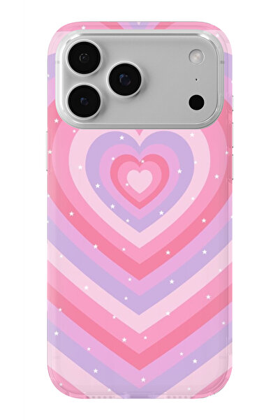 Multitronic حافظة شفافة مطبوعة بتصميم قلب مرصع بالنجوم متوافقة مع آيفون 17 برو