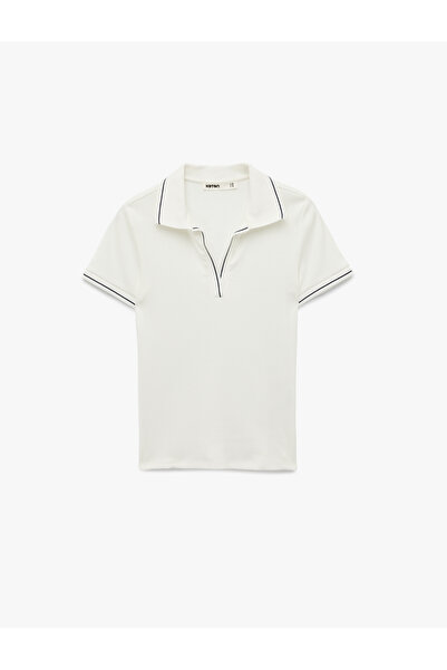 Koton Cotton Short Sleeve Polo Collar Ribbed T-Shirt