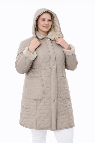 TUTveAL Collection İthal Yumuşak Kürklü Mont, Büyük Beden , Tavşan Tüylü Kaba...