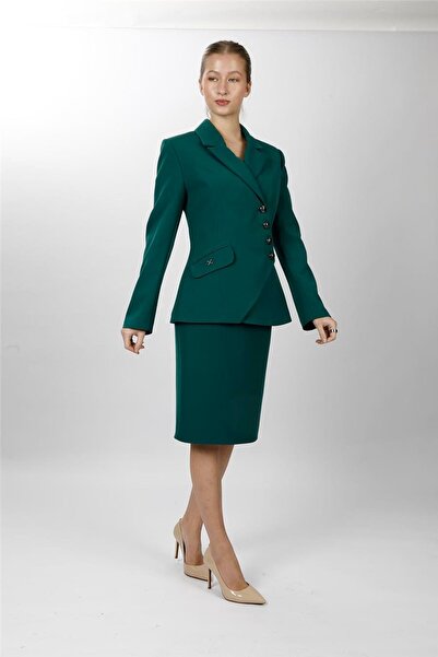 ÖNDER ÖZSOY Men's Collared Asymmetrical Double-Breasted Jacket & Short Pencil...