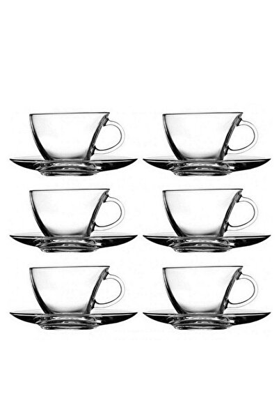 Pasabache Pasabahce 12-Piece Penguen Cup Set, 6 Cups & 6 Saucers, 230 ml Clear