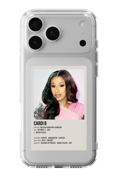 Multitronic حافظة شفافة مطبوعة بتصميم ملصق Cardi B Paralorid متوافقة مع هاتف ...