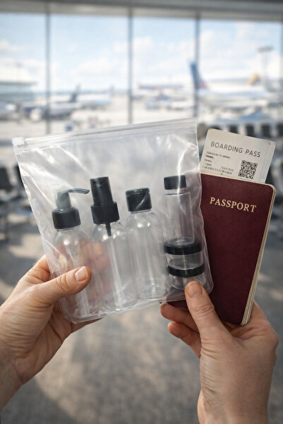 makrobay Set de călătorie din 6 piese cu capac negru din plastic |   Set de s...