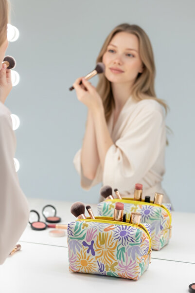 sç Saraçoğlu Çanta Women's Patterned Makeup Bag - Cosmetics & Travel Bag (17X...