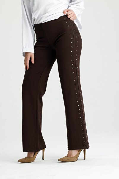 ROSE ARYA Brown Pants with Stone Sides