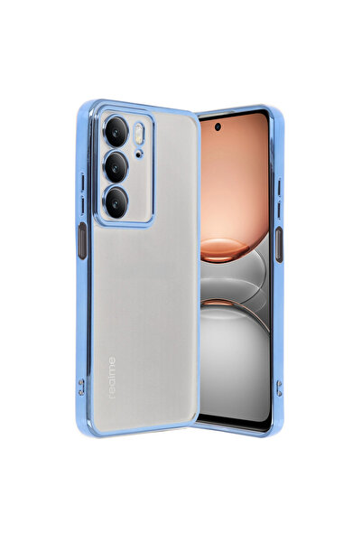 eco port حافظة ريلمي C75 4G من السيليكون مع عدسة حماية للكاميرا - أزرق فاتح