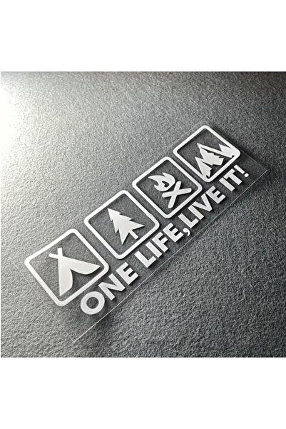 Redline Grafik One Life Live It Yazılı Beyaz Sticker Açık Hava Tutkunu Kamp A...