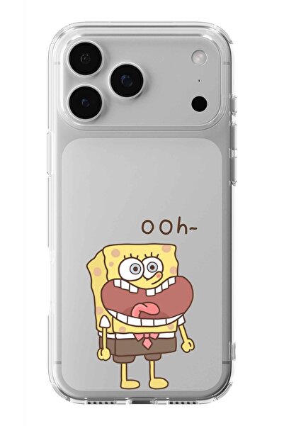 Multitronic حافظة شفافة مطبوعة بتصميم سبونج بوب متوافقة مع آيفون 17 برو ماكس