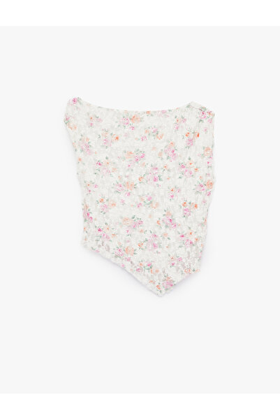 Koton Asymmetrical Floral Sleeveless Slim Fit Lace Blouse